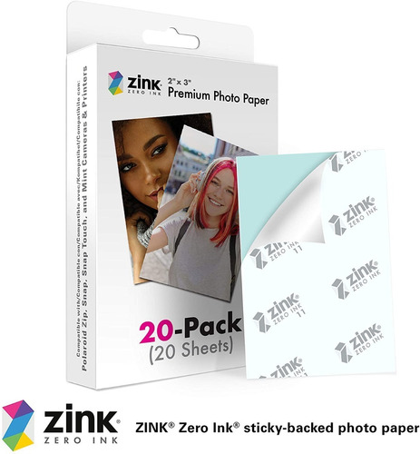 Imagen 2 de 5 de 20 Hojas Papel Fotografico Premium Zink Zero Ink 2x3