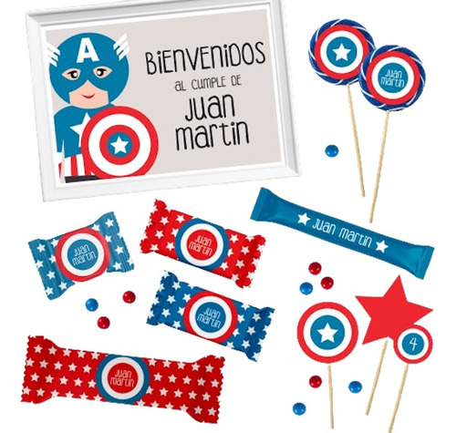Kit Imprimible Capitán América Cumpleaños Infantil Candy Bar