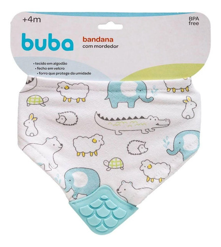 Bandana Baby Com Mordedor Animais Azul Buba
