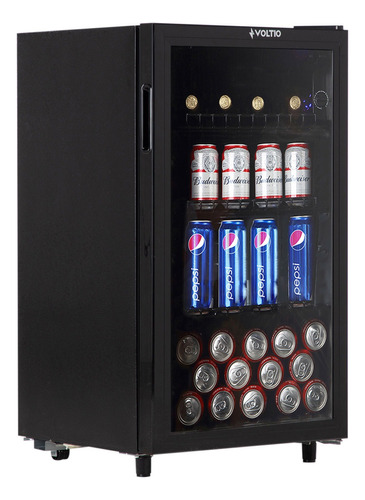 Refrigerador Frigobar para Bebidas con Capacidad de 85 Litros (115 Latas) - Enfriador con Luz LED y Regulador de Temperatura - Estantes de Metal Ultra Resistentes Potencia nominal 55W Voltaje 127V.