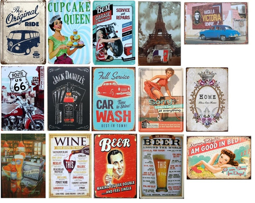 Cartel Chapa Decorativo Vintage Retro 20 X 30 Muchos Modelos