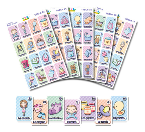 Lotería Impresa Baby Shower - Unisex - 30 Tablas Y Barajas