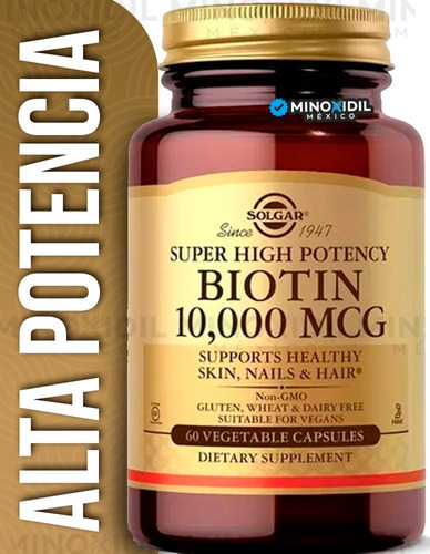 Biotina 10,000 Mcg Premium 60 Caps Cabello / Uñas Increíbles Sabor Sin sabor