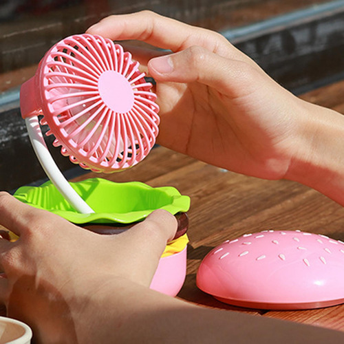Mini Ventilador De Escritorio Con Forma De Hamburguesa, Rosa