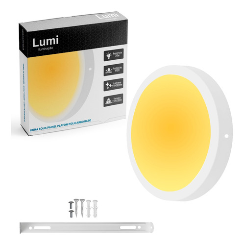 Kit 6 Luminário Painel Plafon Led 20w Sobrepo Branco Quente 110V/220V