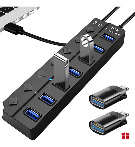 Hub Usb 3.0 Moxen Com 7 Portas Usb Com Switch Independente