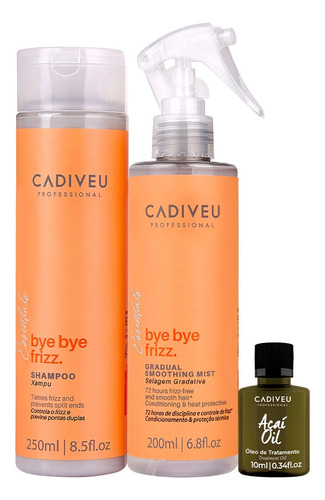 Kit Cadiveu Bye Bye Frizz Shampoo Selagem E Açaí Oil