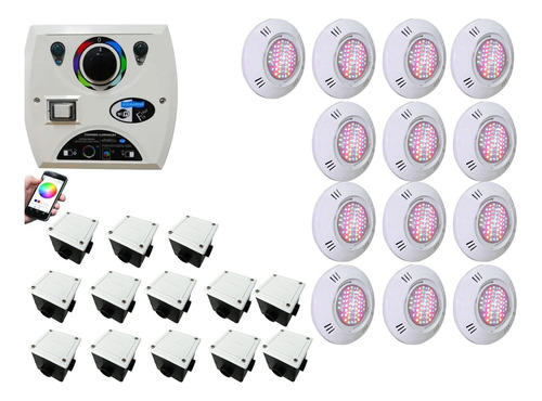 Kit Comando Four Fix+13 Led Smd 5w Rgb+ Cx Passagem Sodramar