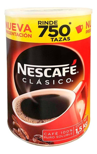 Cafe Solube Nescafe Clasico Cafe 100% Puro  1.5 Kg 750 Taza