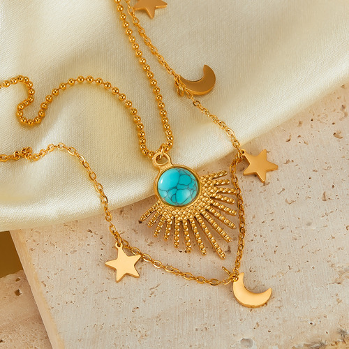 Colar Double Stack Em Aço Inoxidável Banhado A Ouro Starmoon