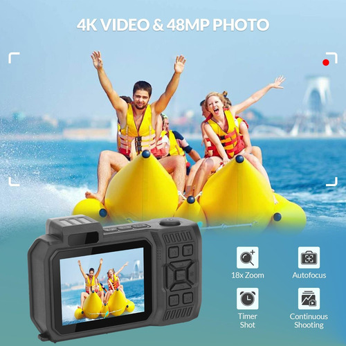 Cámara Subacuática 4k De 10m Impermeable Doble Visualización