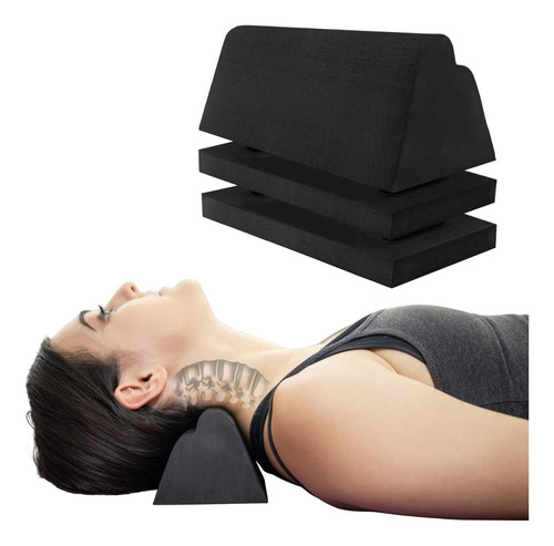 Hirola Almohada Cervical Ortopédica Tracción Y Masaje Cuello Color Negro