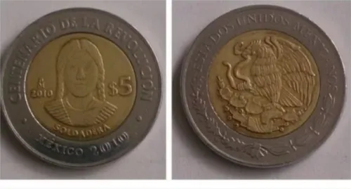 moneda de 5 pesos centenario de la independencia 2010 valor