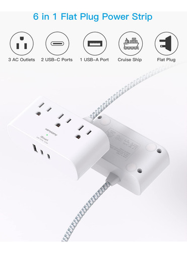 Regleta De Enchufe Plano, Cable De Extensión Plano Ultrafino