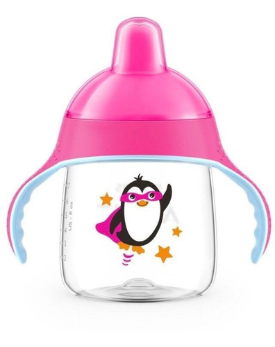Vaso Pinguino Entrenador Avent 9oz Boquilla Rigida 9m+ Rosad