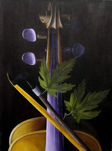 Cuadro Arte Violin Musica Bastidor Acrilico Obra Original