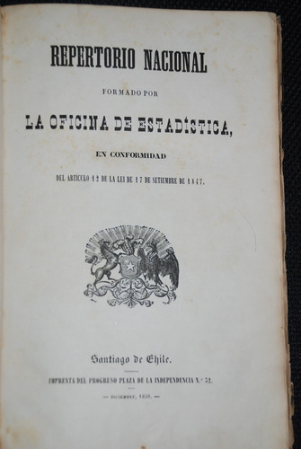 Repertorio Nacional Estadisticas Provincias 1850