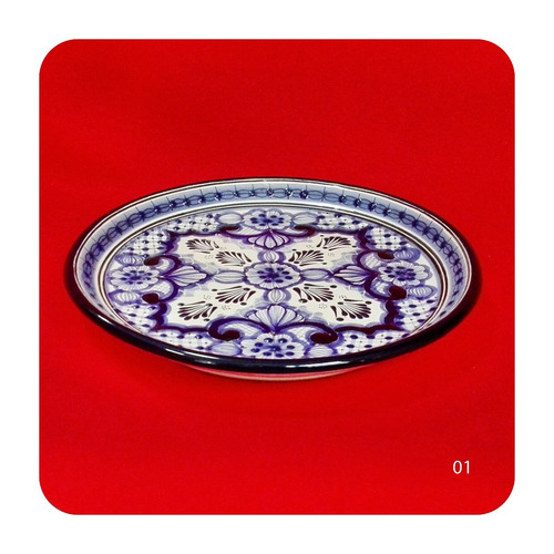 Imagen 2 de 3 de Set 5 Platos Iguales De Talavera Poblana Azul Tra 25 Cm Plt