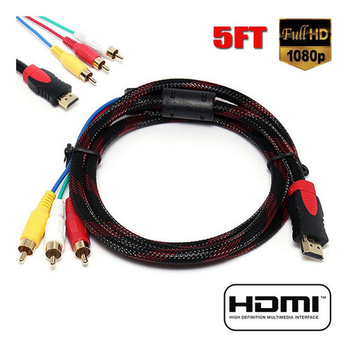Cable Conversor De Componentes Av A 3-rca De 5 Pies