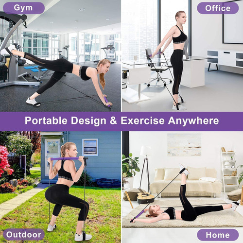 Serendipity Space Barra De Resistencia, Barra De Pilates Con Banda De Resistencia, Barra De Yoga Portátil Con Trabilla Para El Pie, Kit De Barra De Pilates Portátil Para Yoga Y Ejercicio Para