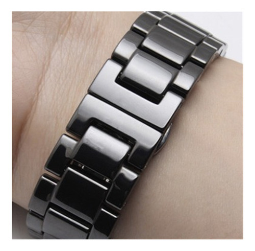Pulseira De Relógio De Cerâmica Preta Com Fivela Borboleta