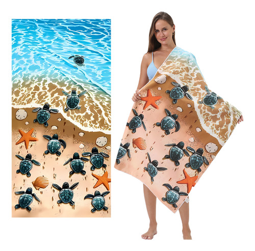 Toalla De Playa Con Forma De Tortuga De Microfibra