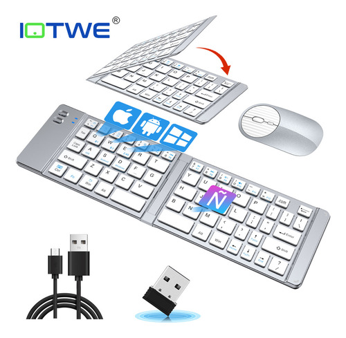 Kit de teclado y ratón inalámbrico recargable Iotwe SBJP para jugadores, conexión Bluetooth, resistente a salpicaduras, incluye batería, diseño negro