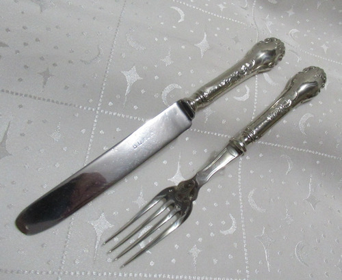 Antiguo Cuchillo Tenedor Hm Bg &cia Argent 84 Estrella David (Usado)