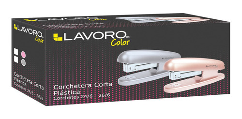 Corchetera Plástica 26/6 24/6 Rosa Metal Lavoro Color Rosado