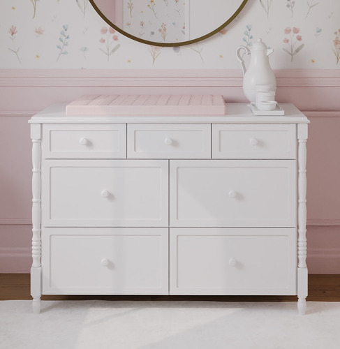 Cômoda De Bebê Monet 7 Gavetas 130cm - Branco Lilibee