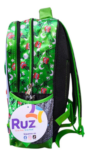 Kit Mochila Lonchera Lapicera Minecraft Creeper Ss Boom Ruz Verde Impresion 3d