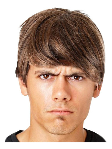 Três Cores Opcionais Homem Curto Cruly Peruca Masculina Fest