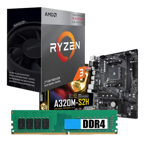 C140 Combo Actualizacion Amd Ryzen 3 3200g + A320 + 4gb Mexx