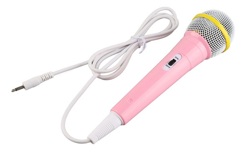 Micrófono Con Cable Rosa Para Niños, Conector Bajo De 3,5 Mm