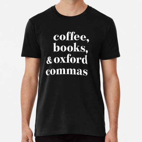 Remera Café, Libros Y Comas Oxford En Blanco Y Negro Algodon