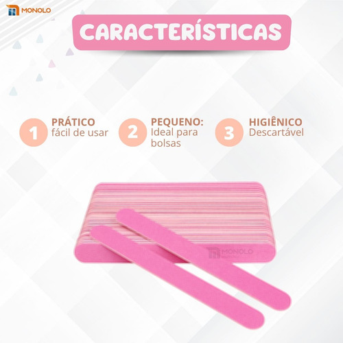 200 Lixas de Unha Mini Descartáveis Manicure Pedicure 8 Cm Monolo