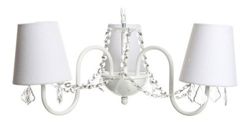 Lustre 3 Lâmpadas Corrente De Cristais Quarto Bebê Infantil Cor Cristais Arcos Bivolt