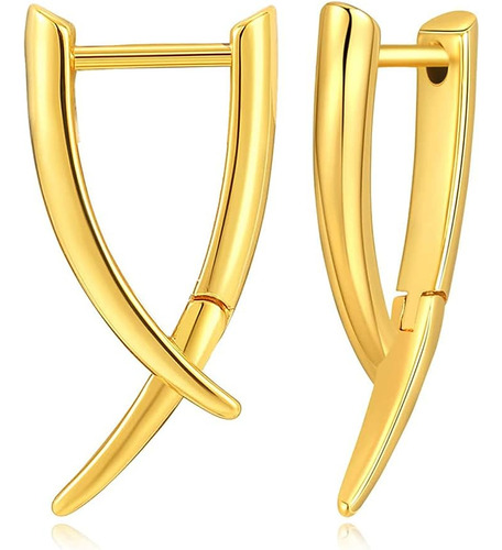 Aretes Aro Huggie Para Mujer Chapados En Oro 18 Quilates Peq