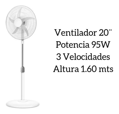 Ventilador De Pie 20 Kanji 3 Velocidades Oscilante 1.6 M