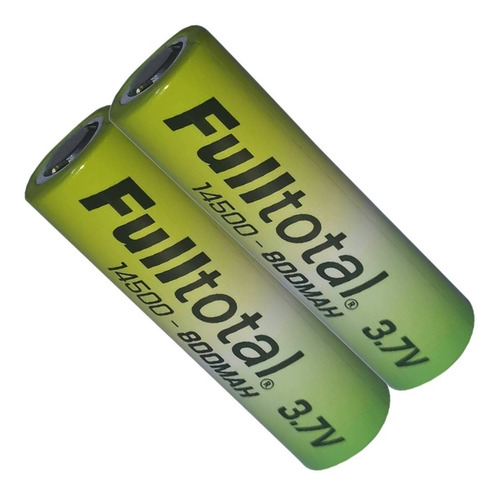 Pack X 2 Pilas Baterias 14500 Aa Litio 3,7v Flat Punta Plana