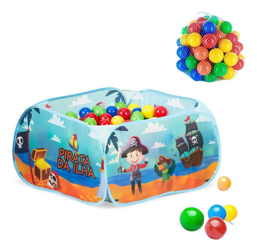 Piscina Infantil Quadrada Com Bolinhas Pirata Da Ilha