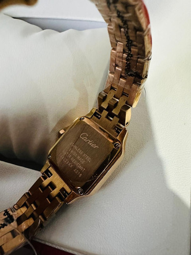 Reloj Pulsera Cartier Santos De Dama Piedras Incrustadas Dorado Dorado Dorado (Usado)