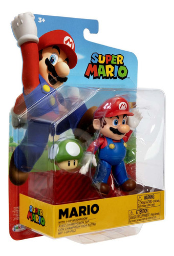 Super Mario Figura Mario Bros 10 Cm Con Hongo Jakks