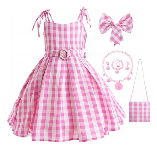 Vestido Barbie Infantil Rosa Set 8 Piezas (2-12 Años)