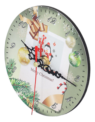 Reloj De Pared Redondo Navideño Con Estampado De Papá Noel,
