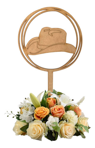 Centro De Mesa Sombrero Vaquero Xv Años Cumpleaños 12 Pz Natural
