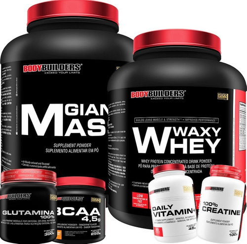 Kit Whey Protein + Hipercalórico + Multivitamina + Glutamina Sabor Baunilha