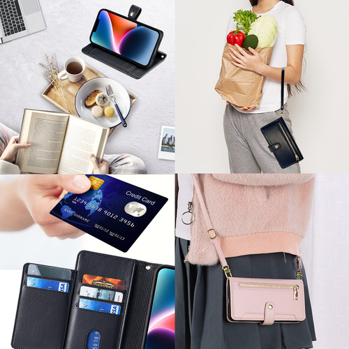 Funda De Cuero Para iPhone Carcasa De Bolsa Con 2 Correa