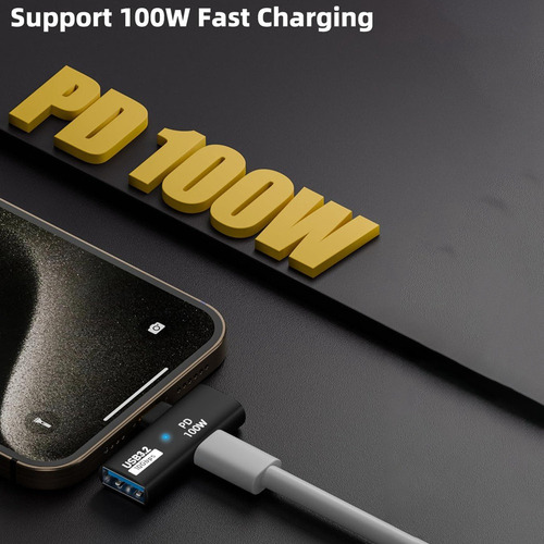 Adaptador 2 En 1 Usb C A Usb 3.2 Con Puerto De Carga De 100