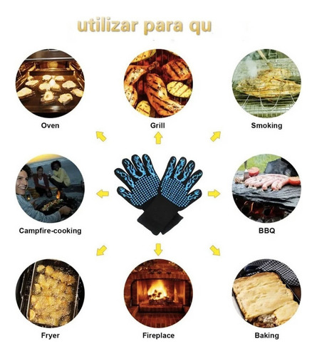 Guantes De Barbacoa Cocina Horno Resistentes Al Calor 1 Par